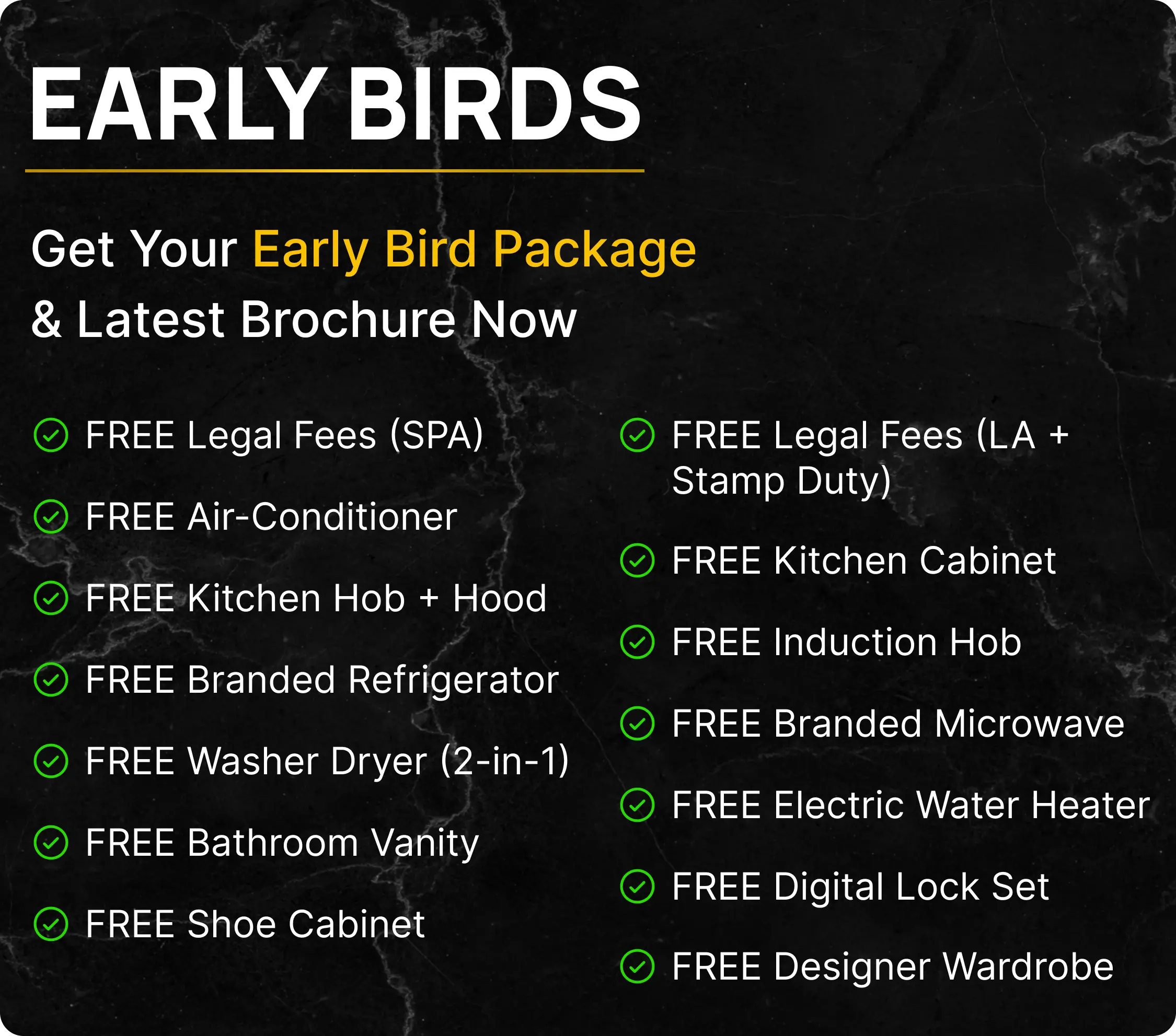 Early Bird Package Free Items